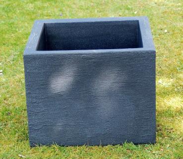 Preview: Pflanzkübel Kubus Kunststoff anthrazit rechteckig